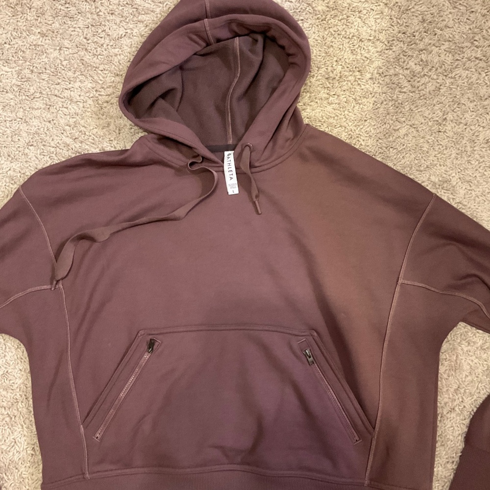 ATHLETA SOFT HOODIE, SIZE L, BURGUNDY. - Picture 2 of 9